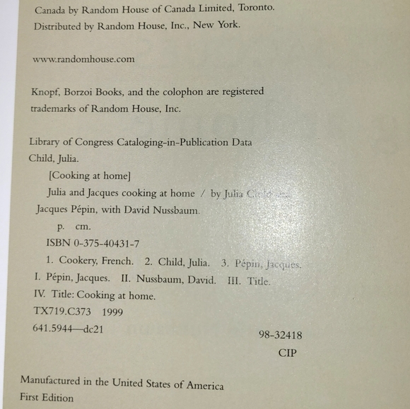Julia and Jacques Cooking at Home Cookbook, 1999 - Picture 2 of 9
